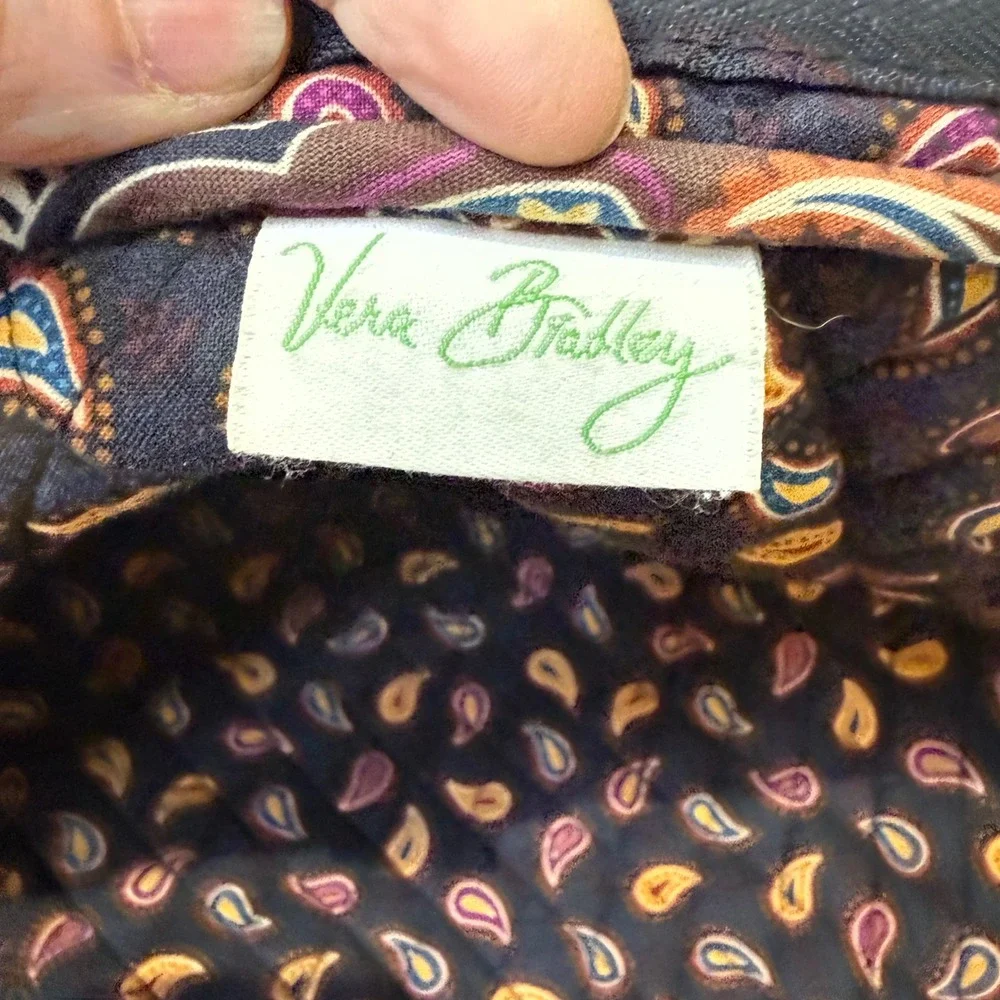 Vera Bradley Quilted Tote Bag Retired Paisley Pattern Cotton Zip Top Work Travel